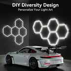 MODERN 11 Hexagon LED Garage Light, Ultra-Bright 6500K Natural White, 11 Grids for Garage, Mall, Shop, and Auto Detailing.