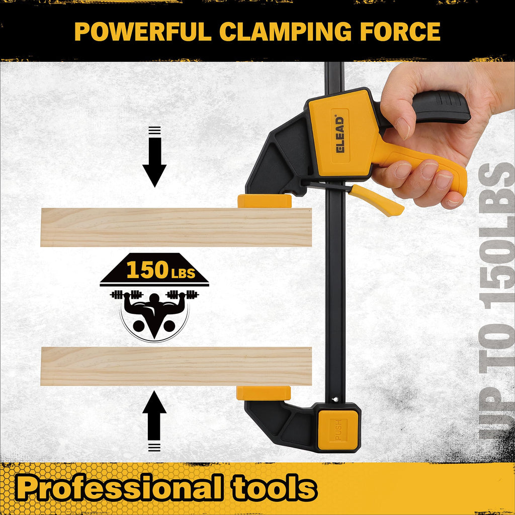 8-Piece Bar Clamps for Woodworking - 4 Pcs 12 inch Bar Clamps with 150 LBS Load Limit, 4 Pcs Heavy Duty Metal Spring Clamps, Quick Release Triggers