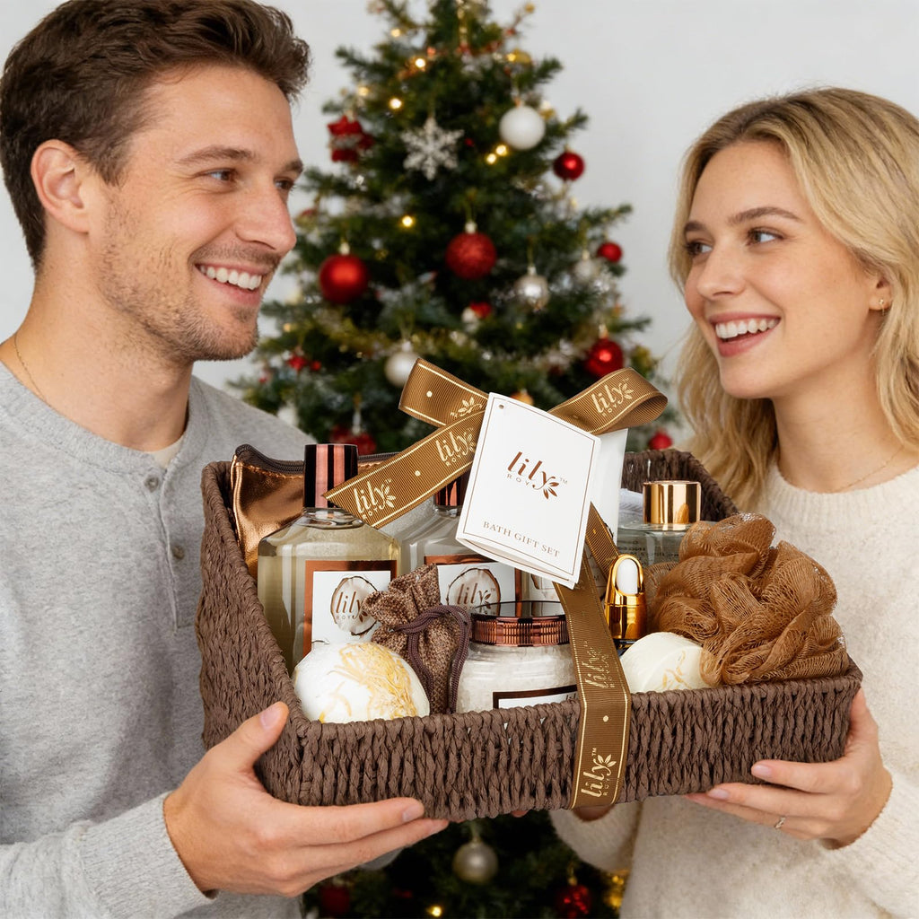 Coconut Vanilla Spa Gift Set, Complete Spa Gift Baskets for Women & Men