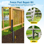 2 Pcs Fence Post Repair Kit, Heavy Duty Fence Post Anchor Ground Stakes for Repair Tilted, Broken Wood Support