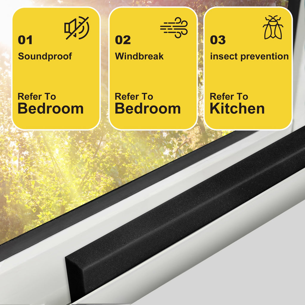 Tlswshsy 2 in x 6.5 ft Air Conditioner Foam Tape - 3Pcs Non-Adhesive Foam Seal Strip with Glue Point for Door & Window Seal