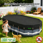 QH.HOME 550D 12x20 Ft Oval Pool Cover [Upgraded Tear Resistant & Quadruple Windpoof] wth Pre-Installed Patented Winch and Rope,Pool Covers for Above Ground Pools Oval-Snug Fit & Waterproof Protection