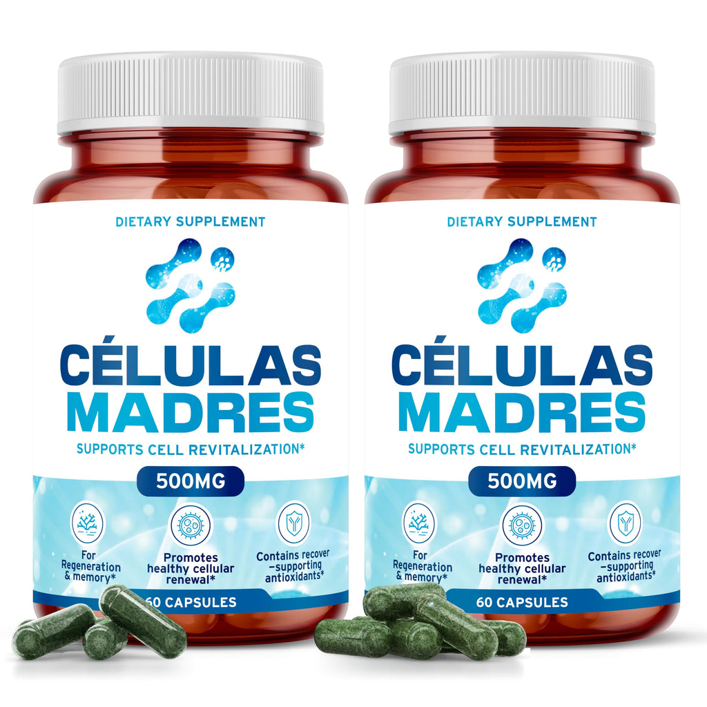 Stem Cell Supplements 500mg (120 Cap) Natural Anti-Aging & Longevity Support with Spirulina & Chlorella, Boost Cellular Renewal, Restore Youthful Energy, Reduce Joint Soreness – Celulas Madre