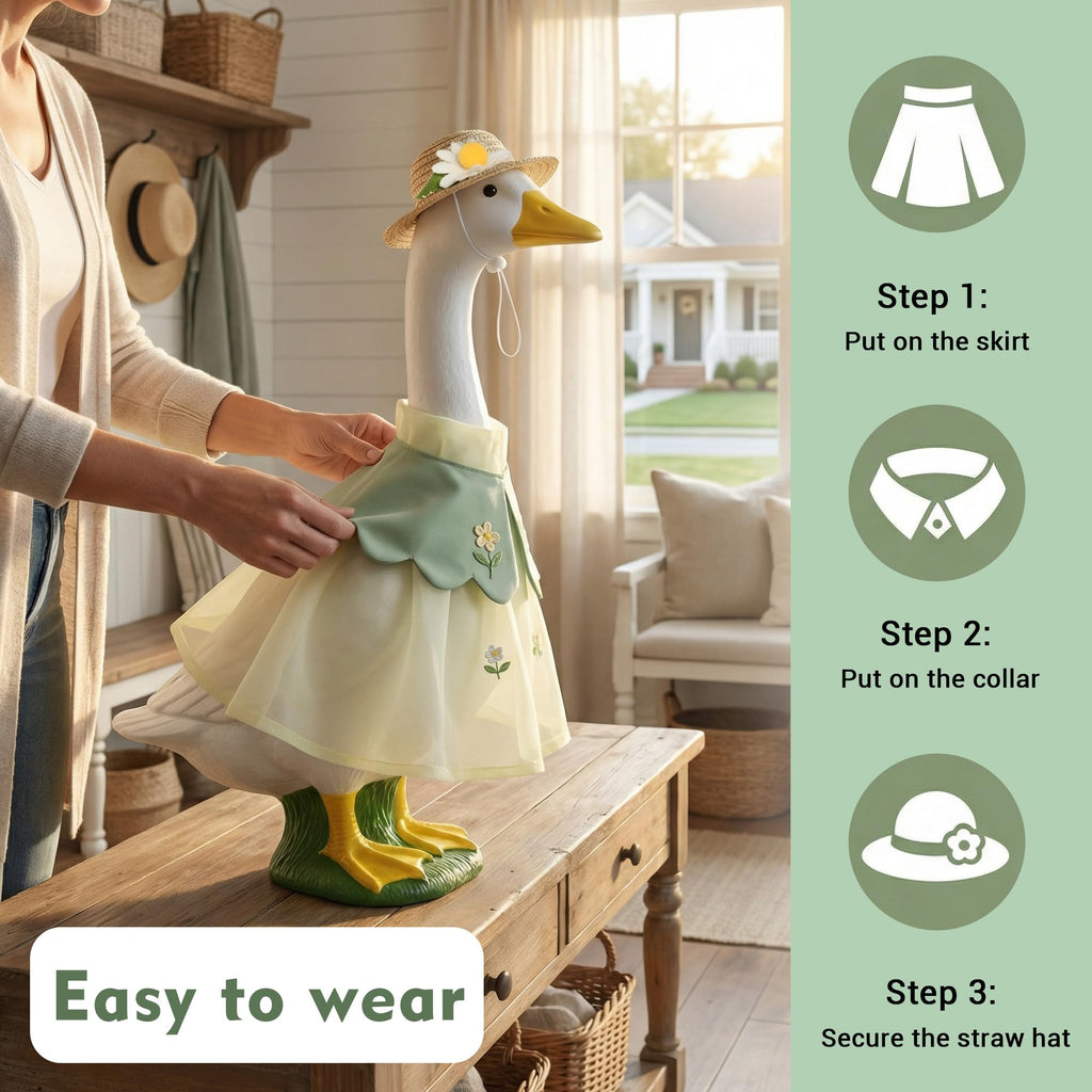 holoith 3 Pcs Summer Porch Goose Outfits for 23 inch Cement Goose Set