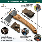 BeaverCraft Wood Carving Axe Hatchet with Sheath AX1 - Forged Axes Bushcraft Hatchet for Camping - Small Forest Axe for Chopping, Splitting - Gardening Axes with Wooden Handle, Wood Carving Tools