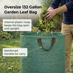 Gardzen 2 Pack 132 Gallon Yard Waste Bags Reusable Heavy Duty
