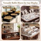 Leinuosen 7 Pcs Large Buffet Risers Set 6" to 12" Acrylic Display Box Catering Dessert Table Riser Food Display Decorative Stand with Hollow Bottom for Catering Supplies(Clear, Square)