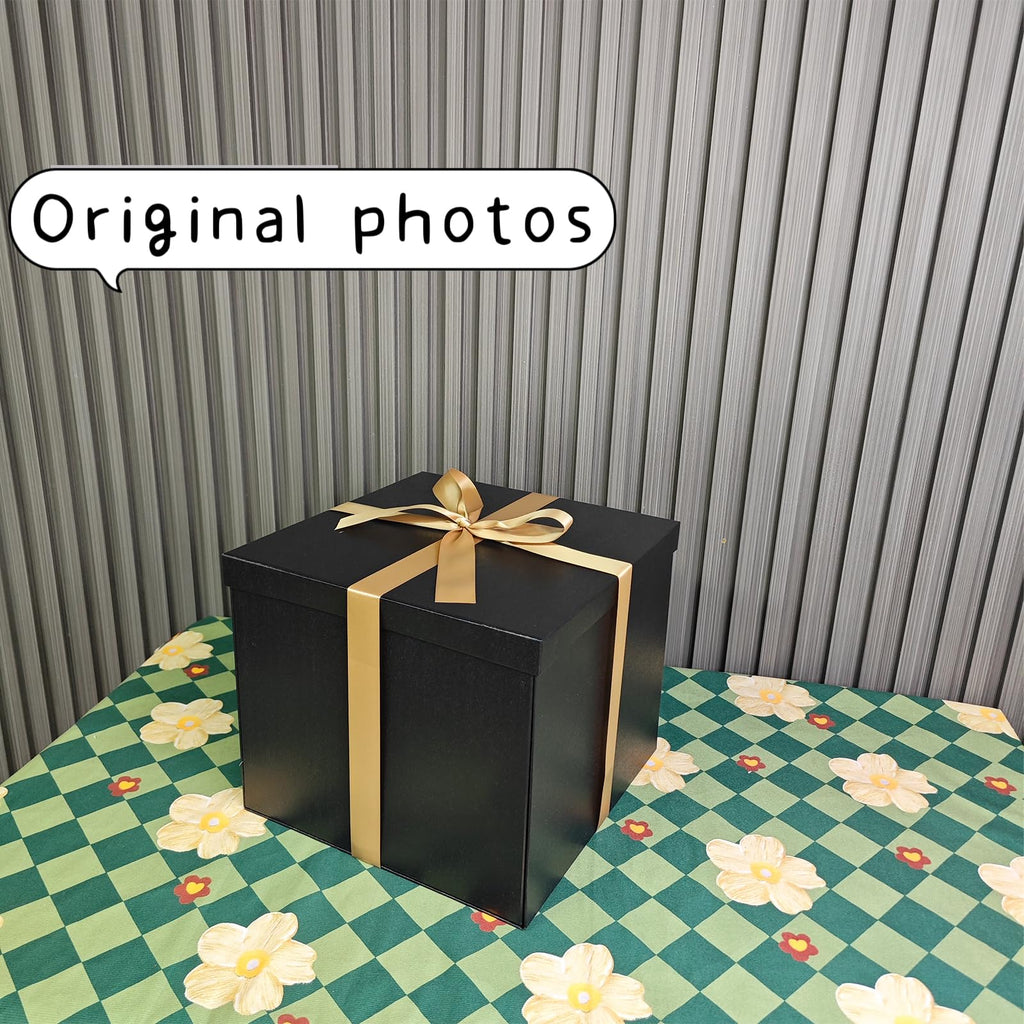 YINUOYOUJIA Large Black Gift Box with Lid 12x12x10 Inches