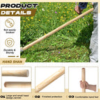 Lasnten 2 Pcs 55 Inch Pure Solid Wood Replacement Hoe Handle for Garden Digging Spading Fork, Shovel Handle Replacement, 1.38-1.77 Inch Diameter
