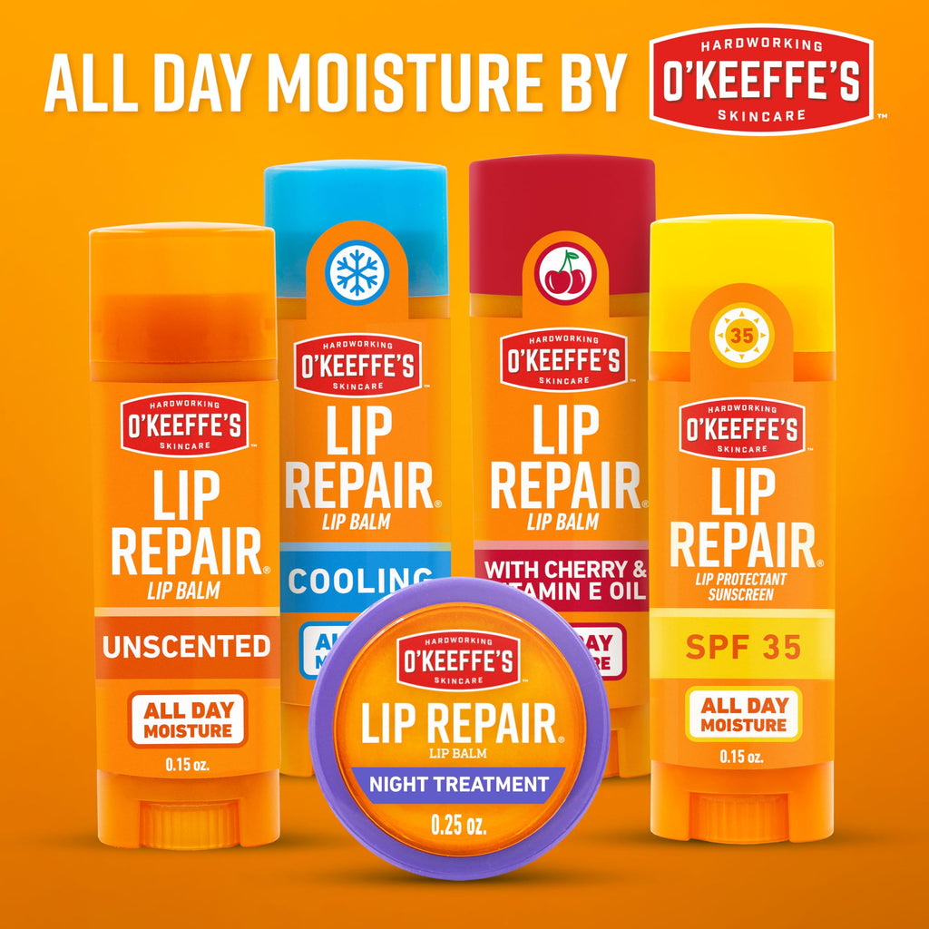 O'Keeffe's Lip Repair Lip Balm With Cooling Relief for Dry, Cracked Lips - Stick (4 Pack) - Moisturizer for Very Dry Lips