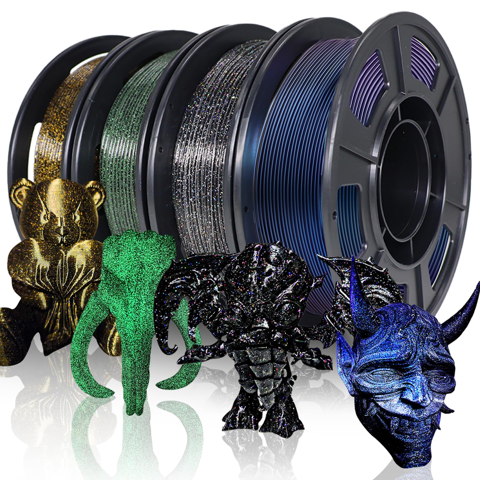 YOUSU Glow in The Dark TPU 3D Printer Filament Bundle,Gray