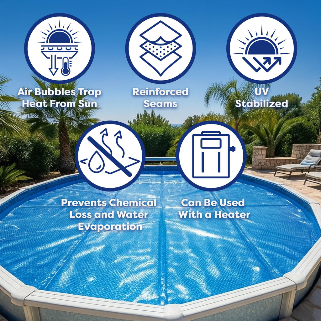 In The Swim 21' Standard Blue Round Solar Pool Cover 8 Mil for Solar Heating Above Ground Pools and Inground Pools