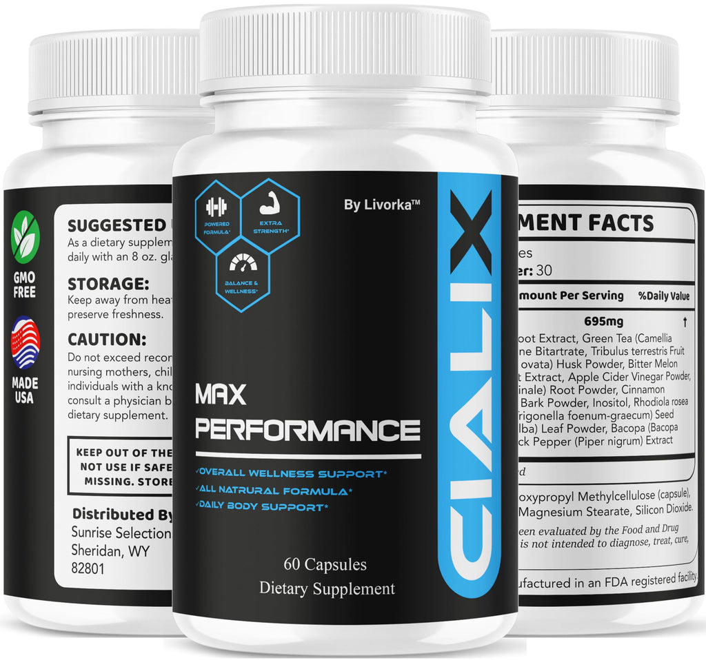 Cialix Pills for Men, Official Cialix Premium Advanced Formula Supplement Capsules - Maximum Strength, Natural Cialix Vitamin Support for Overall Health & Wellness, 60 Capsules for 1 Month