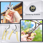 Chumia 30 Garden Flower Shears Pruning Scissors Heavy Duty Plant Scissors Trimming Garden Clippers Hand Tree Pruner for Yard Gardening Plants Hedge Flower Tree Cutting Secateurs (Beige)