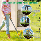 Lilyvane Weed Puller Tool, Stand Up Manual Weeder, Heavy Duty Garden Weeding Tool with 60 inch Long Handle,4 Claw Steel Head, Uprooting Dandelion Removal Gardening Tools for Lawn Grass Grabber