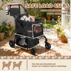 Dog Stroller for Small Pets, All-Terrain 4-Wheel Cat & Dog Carrier with 360° Front Wheels, Adjustable Handle & Canopy|Cup Holder & Storage Basket|Foldable in One Step|Ventilated Design for Comfort