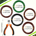 Mudder 5 Roll Aluminum Bonsai Training Wire Tree 2/2.5/3/4/6mm 42 Feet Total with Bonsai Wire Cutter Anodized Training for Holding Branches Small Trunks(Colorful)