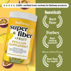 Bellway Super Fiber Powder + Fruit, Sugar Free Organic Psyllium Husk Powder Fiber Supplement for Regularity, Bloating Relief & Digestive Health, Plant-Based, Pineapple Passion Fruit (50 Servings)