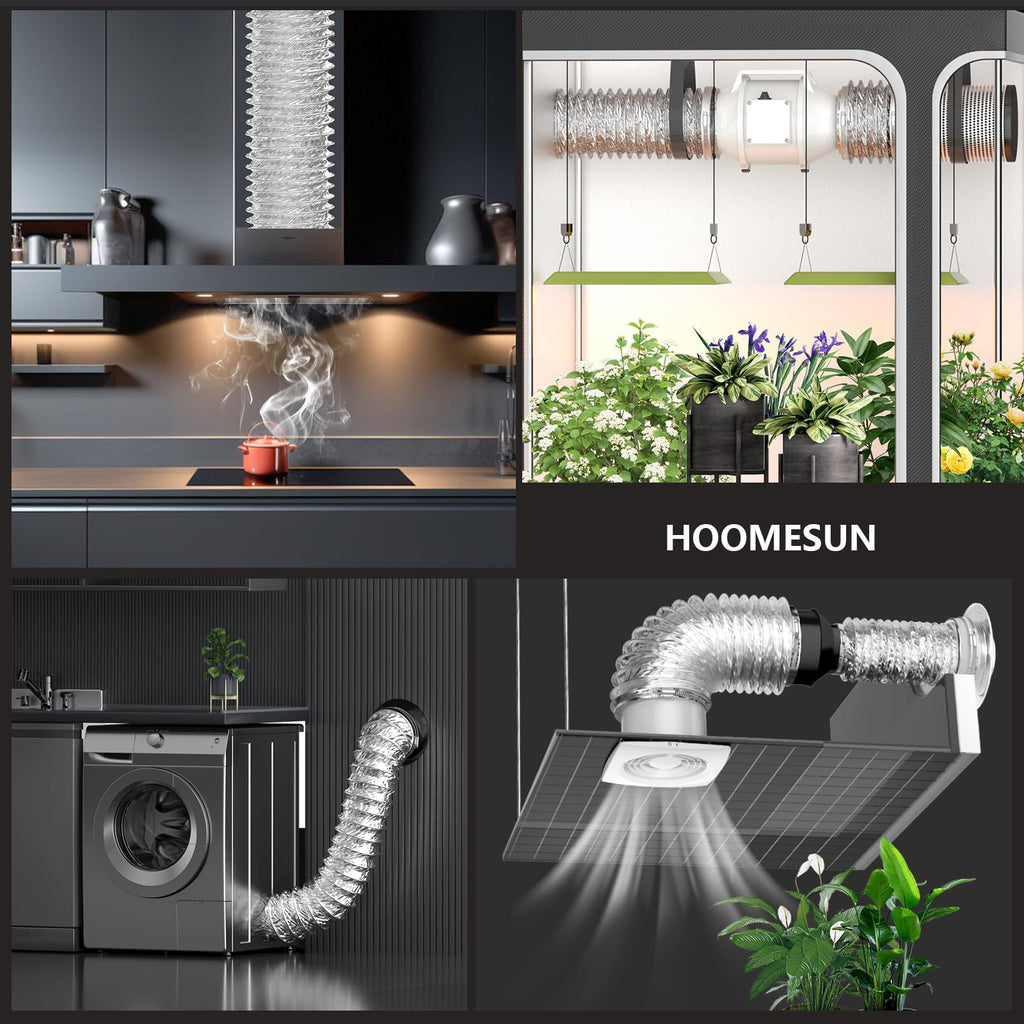 HOOMESUN Extra Thick Heavy Duty 4 inch 10FT Dryer Vent Hose, Flexible Insulated Duct Hose, (6-ply) Aluminum Foil HVAC Ducting Kit with 2 Clamps and 1 Tape