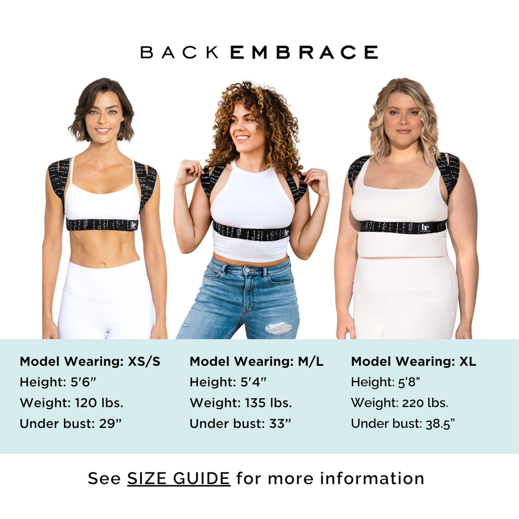 BackEmbrace Posture Corrector for Women and Men - Made in USA - Slim and Adjustable Shoulder Brace - Back Brace for Back Pain Relief - Pink Pebble XL