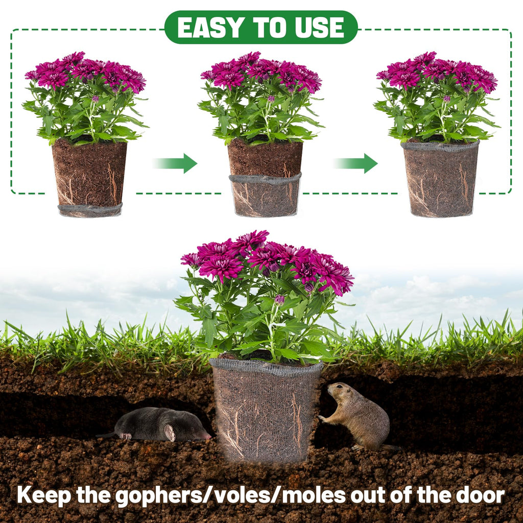 Aulock 5 Gallon Plant Root Protector for Gopher Voles Moles, 6 Pack Stainless Steel Guard Baskets Cages