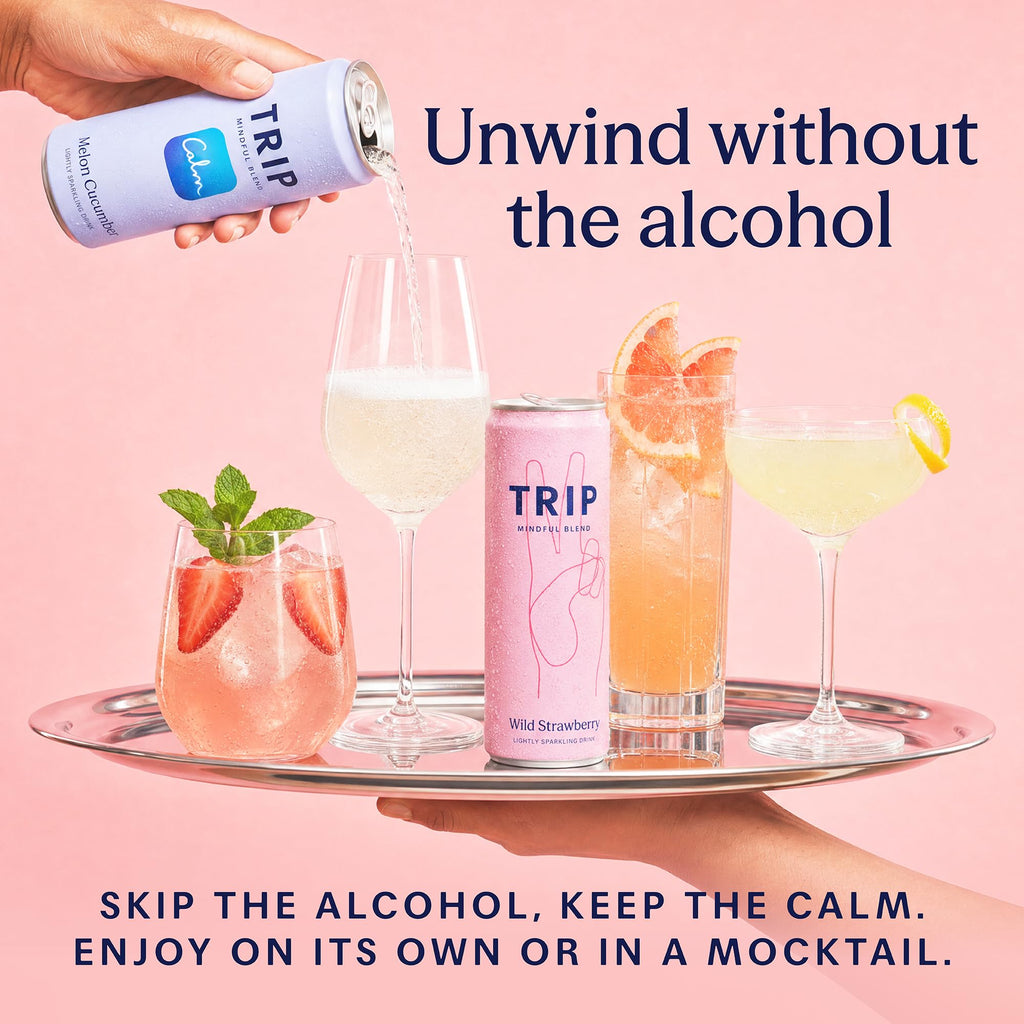 TRIP Calm Drink, Non-Alcoholic Adaptogen Mocktail Citrus Berry Variety 12pk