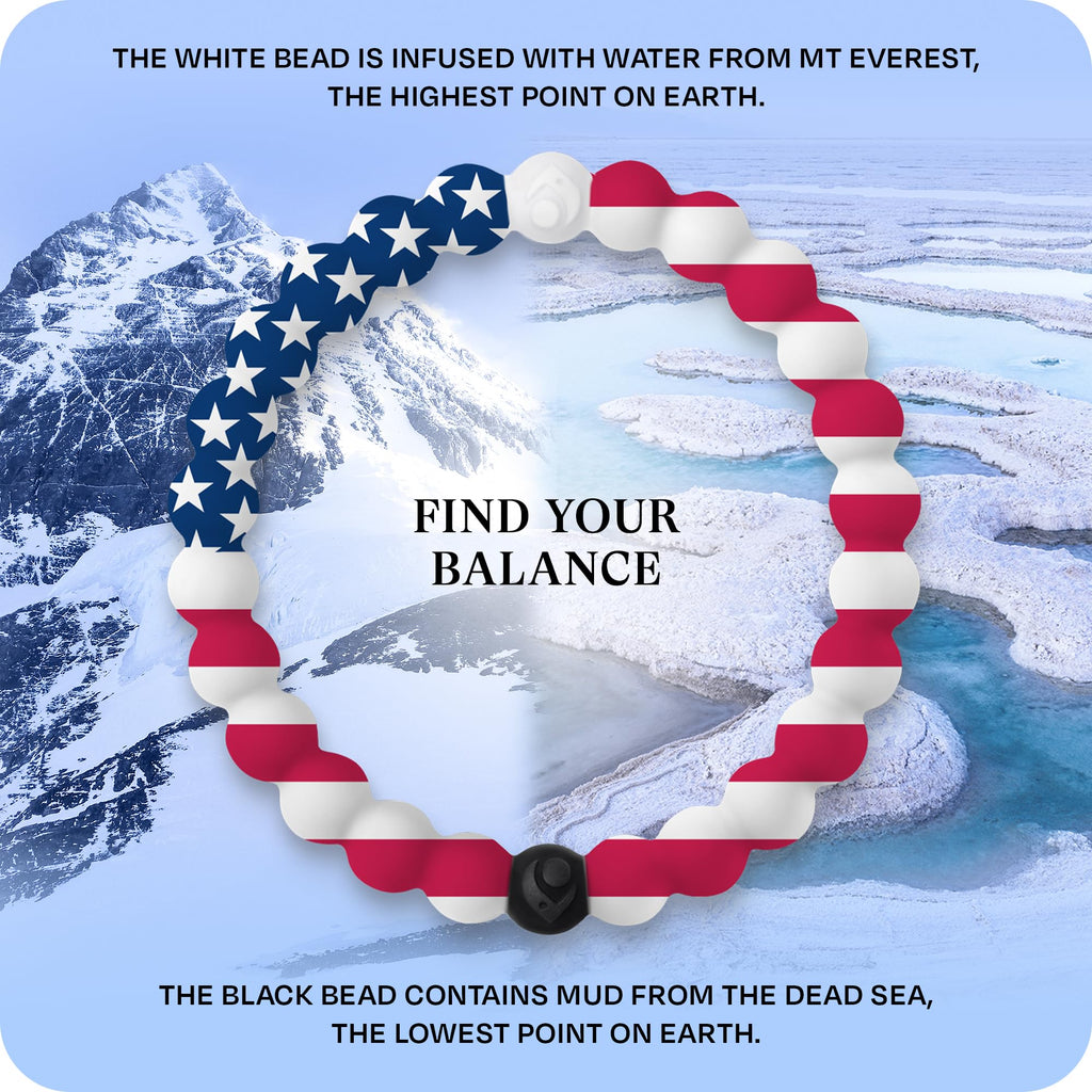 Lokai American Flag Beaded Silicone Bracelet for Women & Men, XL Jewelry