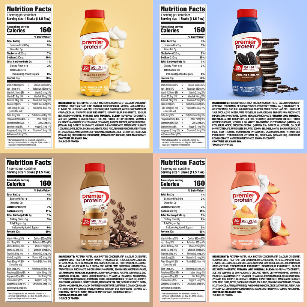 Premier Protein Shake, 8 Flavor Variety Pack, 30g Protein, No Added Sugar, 24 Vitamins & Minerals to Support Immune Health, 11.5 fl oz, 8 Pack