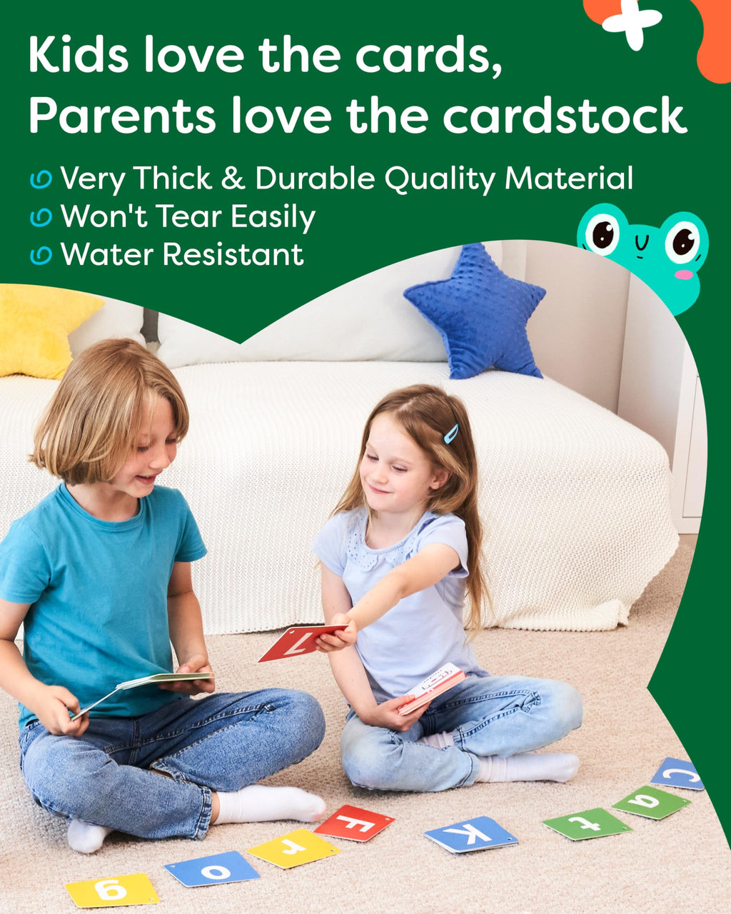 THE BAMBINO TREE Alphabet Flash Cards - Thick ABC Flash Cards for Kids Ages 3-6 - Lowercase & Uppercase Letter Recognition Learning Game