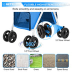 BETSOCCI Double Dog Stroller with 2 Detachable Carrier, Portable Pet Stroller for Small Dogs & Cats Folding Lightweight Puppy Travel Carriage, 4 Wheels, Azure