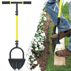 Jardineer Edger Lawn Tool Manual, Manual Half Moon Edger with Double V-Shaped Serrated Edge Blade and Wider Handle, Edging Tool for Landscaping, Sidewalks, Lawn Border, Flower Bed and Yard