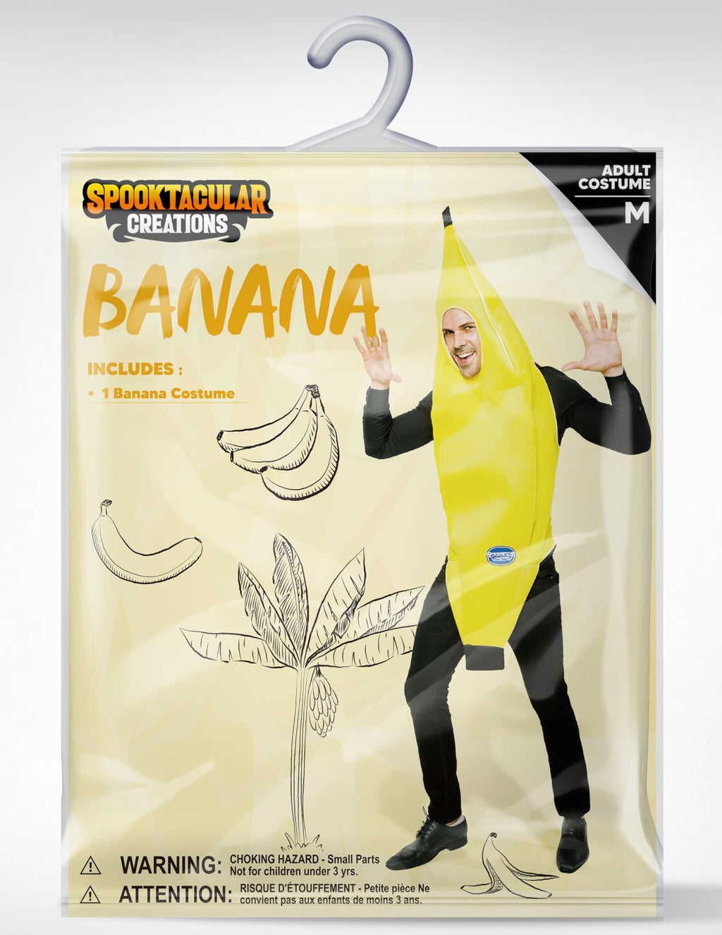 Spooktacular Creations Appealing Banana Costume Adult, Halloween Banana Outfit Suit for Men Halloween Dress Up Parties and Roleplay Cosplay (Medium)