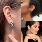 Z ZACHÉ Shinny CZ Leopard Print Earrings Geometry Square Hoop Earring Statement Huggie Earrings For Women Jewelry