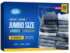 Clearware 50 Large Storage Bags With Zipper Top - 5 Gallon Bags 18" x 24", Extra Plastic for Clothes, Travel, Moving, Reusable freezer bags, BPA-Free, 2-mil Thick