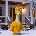 Yooxuned Spa Day Porch Goose Outfits for 23" Statue, Fits 17/23/29" Cement Plastic Geese, 3-Pc Plush Bathrobe, Spa Head Wrap & Cucumber Eye Set, Funny Patio Poolside Garden Decor Gift for Goose Lovers