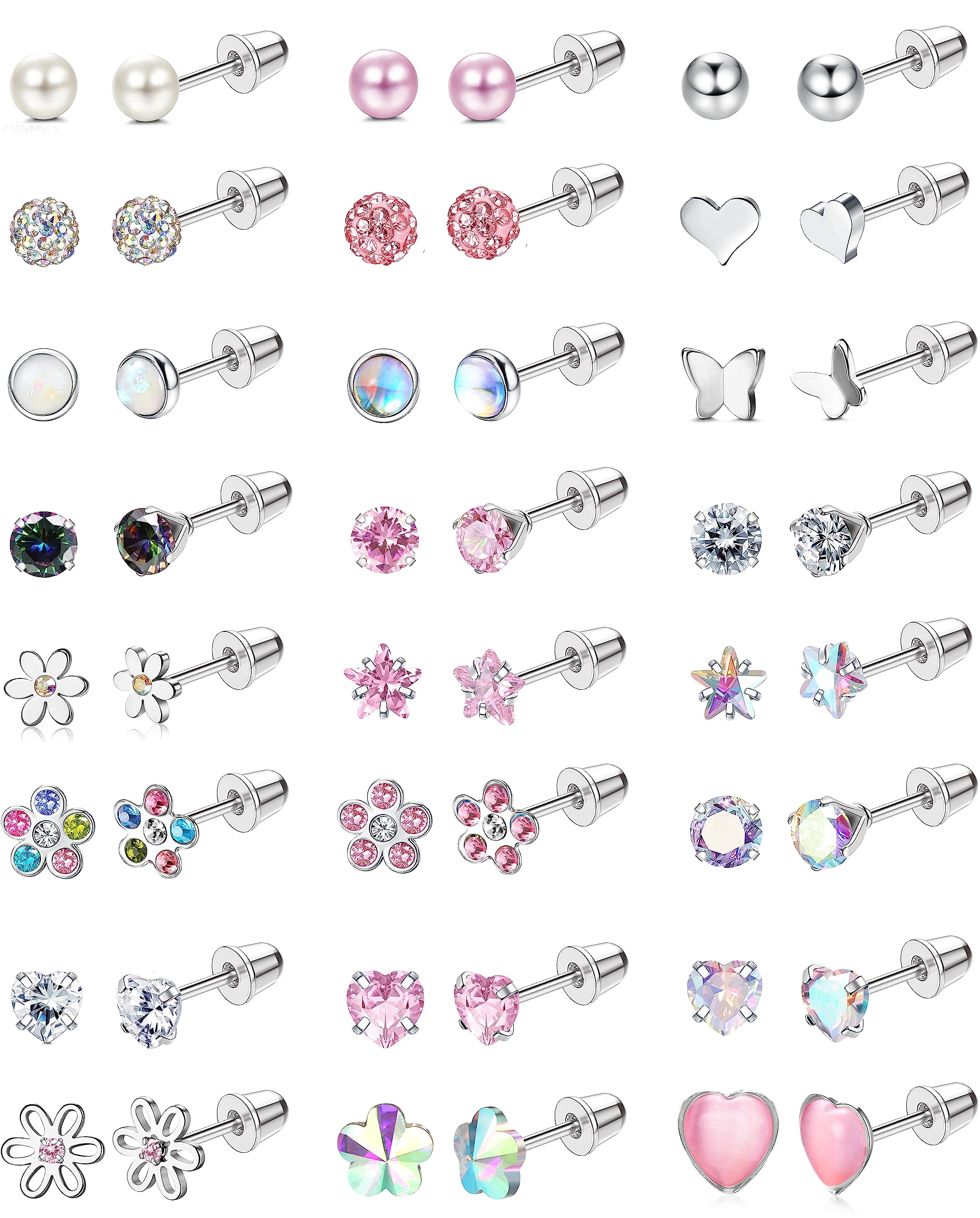 YADOCA 24Pairs Hypoallergenic Earrings for Girls Women Flat Back Earring