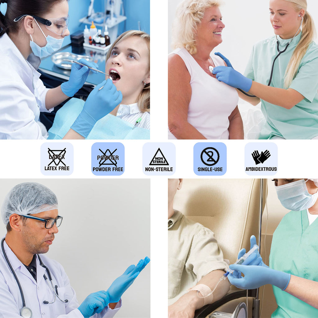Safe Health Nitrile Exam Gloves – Small, Latex-Free, Powder-Free, Box of 100, 3.5 mil Blue Disposable Gloves, Textured Fingertips – Medical Grade, Food, Cleaning, Tattoo Use