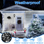 Decute 300LED Christmas String Lights Outdoor Waterproof 105FT UL Certified with End-to-End Plug 8 Modes, Cool White Indoor Starry Fairy Lights for Christmas Tree Patio Garden Wedding Party Decor
