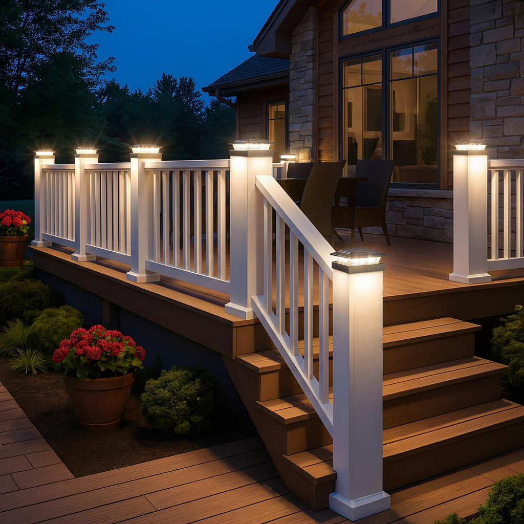 kolpop 4x4 Solar Post Cap Lights Outdoor 16Pack- 3 Color Temperatures& 2 Level Brightness, IP65 Waterproof, 16 LED Black Fence Deck Post Light Solar Powered for 4×4/3.5×3.5 Wood/Vinyl Posts