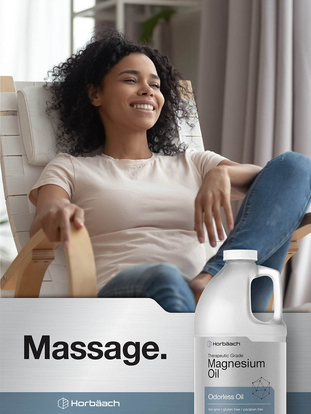 Horbäach Magnesium Oil | 64 fl. oz | Therapeutic Grade | Vegetarian, Non-GMO, Gluten Free, and Paraben Free Odorless Formula