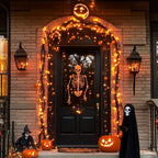 JMEXSUSS 4 Pack Solar Halloween Lights, Total 400 LED 132 FT Orange Solar Lights Outdoor Waterproof, 8 Modes Copper Wire Solar Fairy String Lights for Garden Yard Tree Halloween Decor