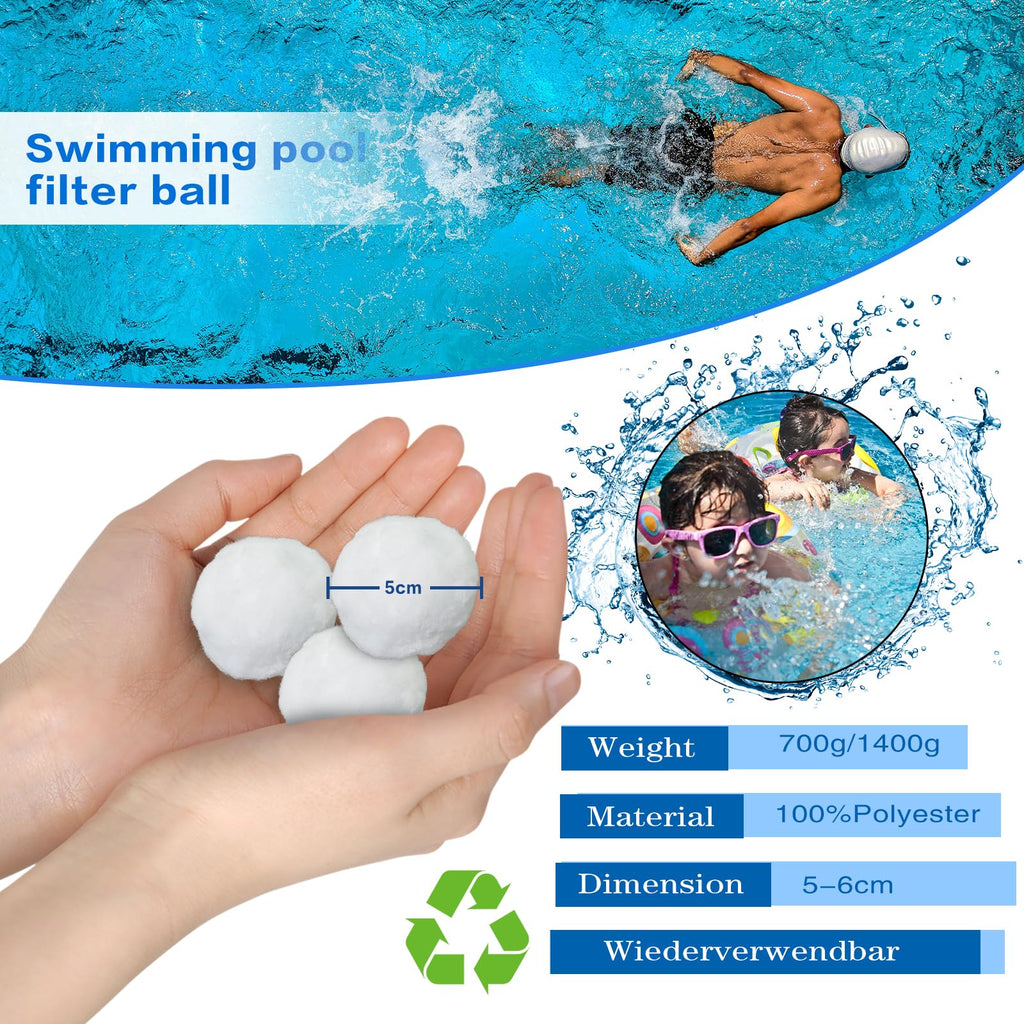 Bohodiy 1.5 lbs Pool Filter Balls for Sand Filter, Reusable Pool Fiber Filter Balls Replace 55lbs Pool Filter Sand，Efficient Pool Filter Media Balls for Filter Pump, Pool Cleaning (1.54 Lbs)