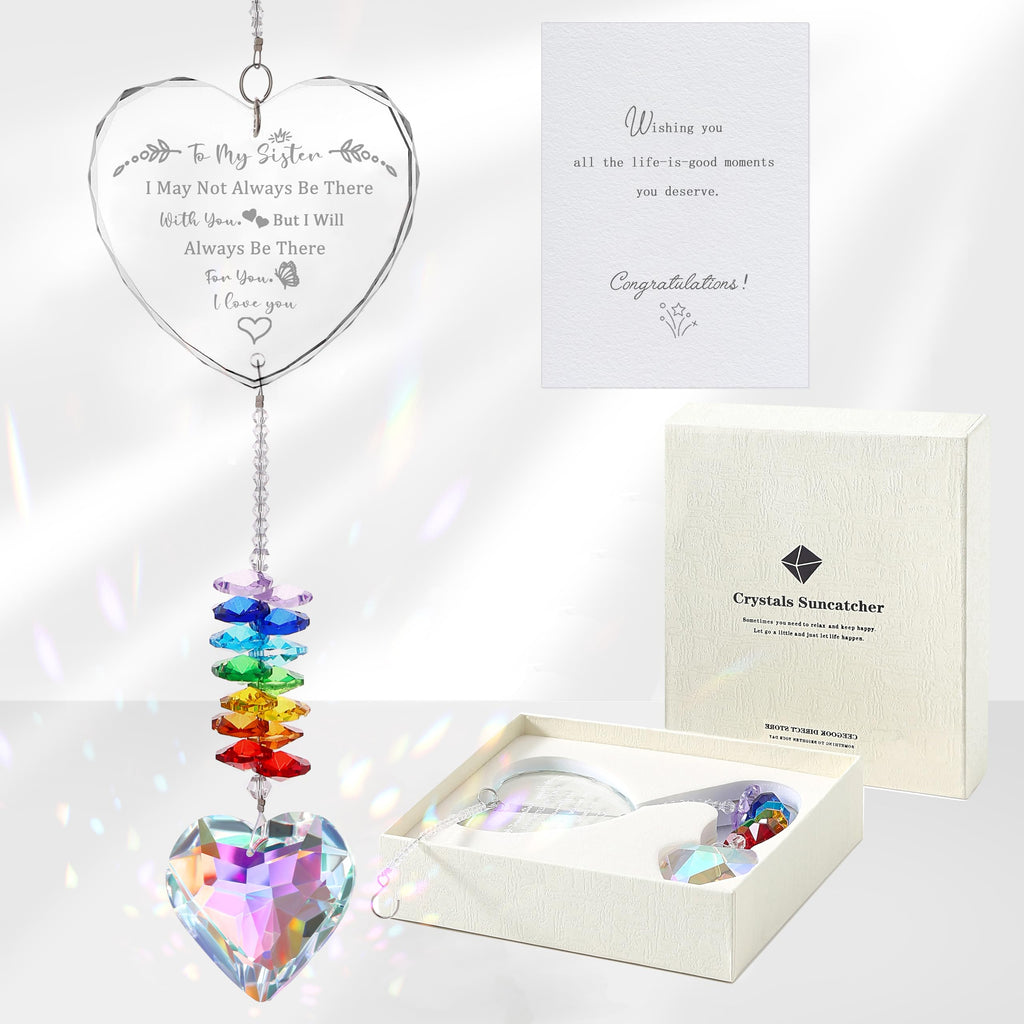 Sister Gifts, Crystal Suncatcher Gifts for Sister Birthday, Sisters Gifts from Sister, Unique Gifts for Sister, Window Hangings Home Decoration