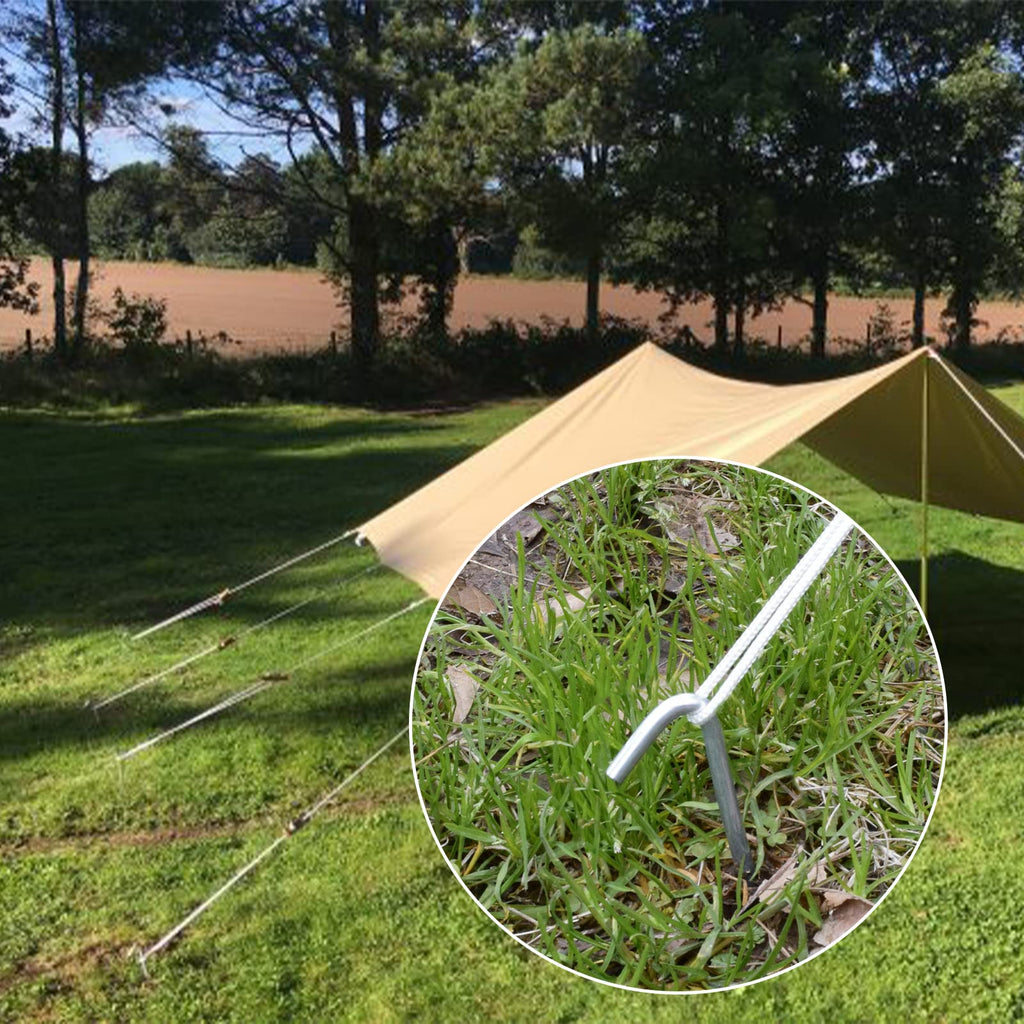 AAGUT Metal Tent Stakes Heavy Duty 9 Inch with Ties and T-Hook for Camping