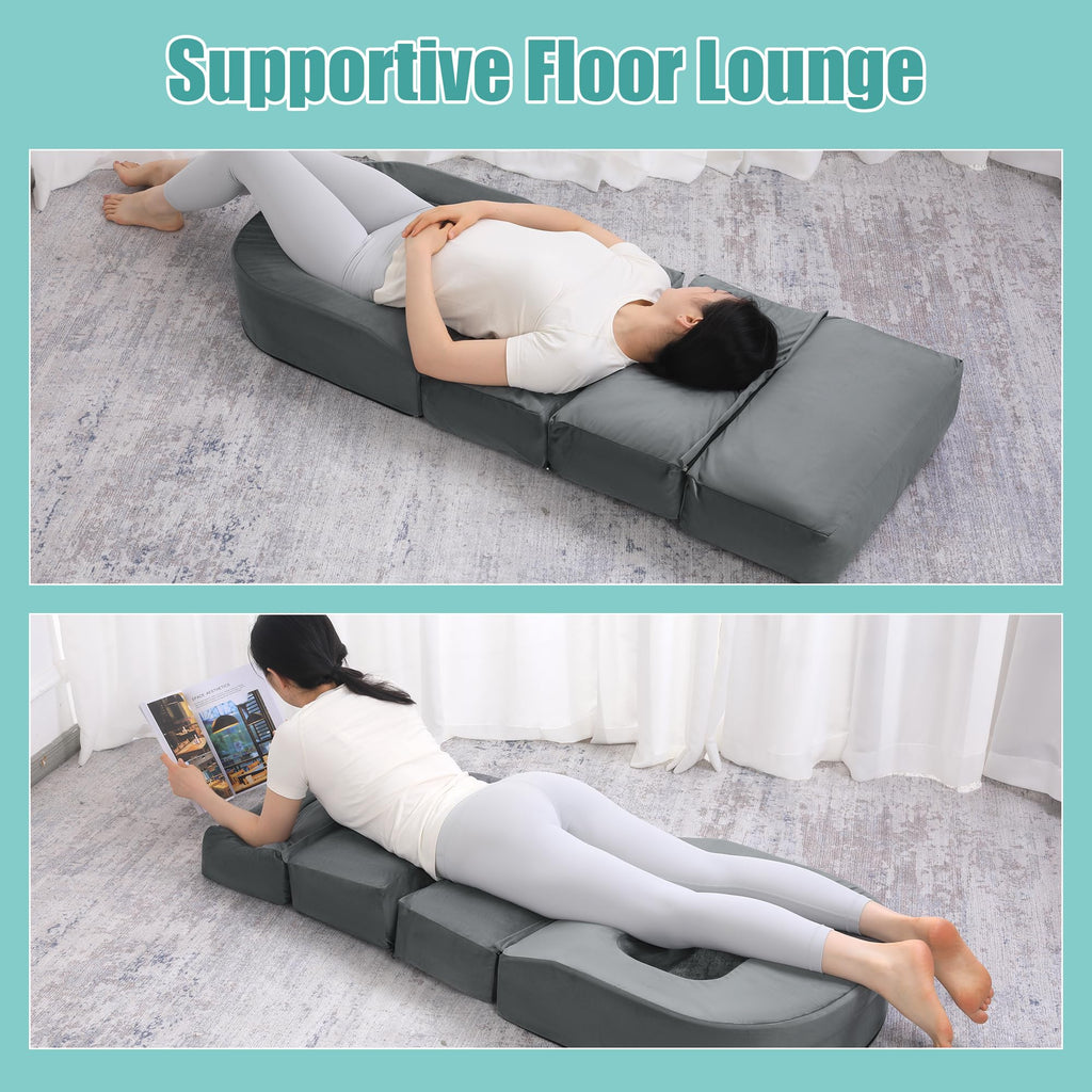 HOMBYS BBL Pillow After Surgery for Sleeping,High Density Foam Brazilian Butt Lift Pillow Post Surgery Recovery for Sleeping,Dark Grey BBL Chair with Hole for Sitting
