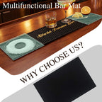 Bar Mat 3-in-1 Non-Slip Bartender Mat, Bar Accessories Countertop Mat 24 x 6 Inch with Spill Catching Surface, Bar Drip Mat for Home, Outdoor & RV Bar Setup（Black）