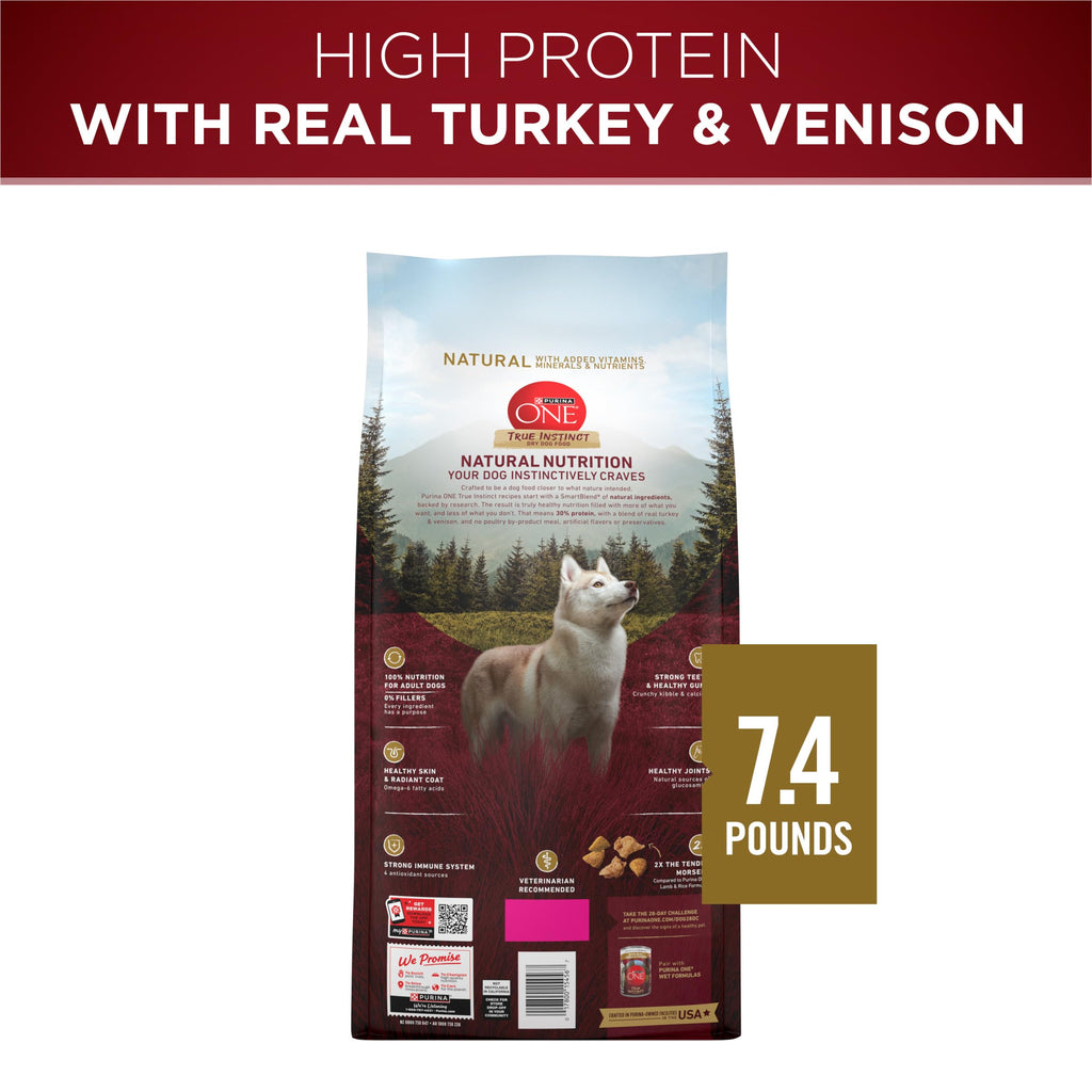 Purina ONE True Instinct Dry Dog Food, Real Turkey & Venison, 7.4 lb Bag