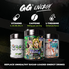 Gamer Supps GG Energy - JoJo's Ocean Stone Fruit (100 Servings) - Keto Friendly Gaming Energy and Nootropic Blend, Sugar Free + Caffeine + Vitamins + Immune Support, Powder Drink