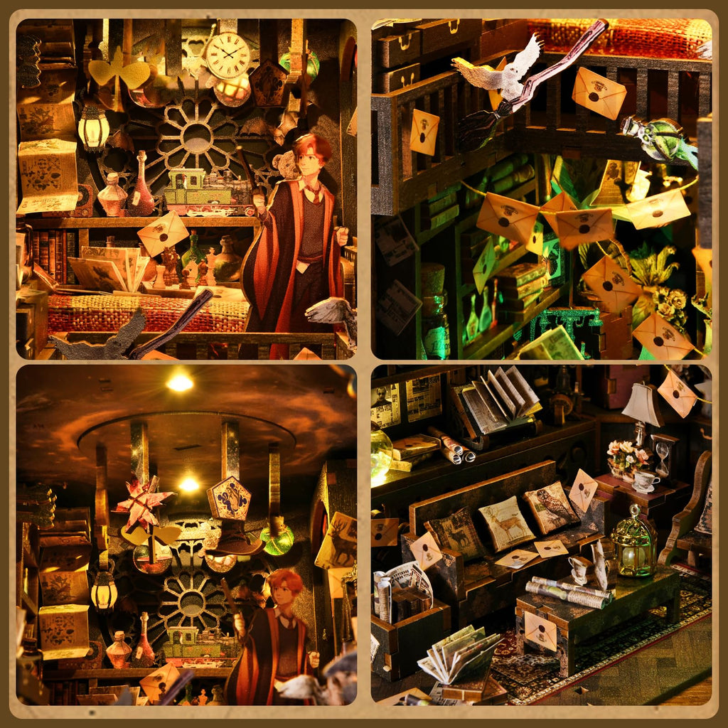 TOYQI DIY Book Nook Kit, Miniature House Dollhouse Kit for Adult and Teens, Book Nook Kits for Adults, Booknook Bookend Alley Model Build with Dust Cover