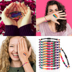 Cunno 100 Pcs LGBT Pride Month Bracelet for Men and Women, Weave Rainbow LGBTQ Braided Rope Friendship Bracelet Adjustable Bisexual Bracelet Handmade Woven Festival Accessories for Gay Lesbian